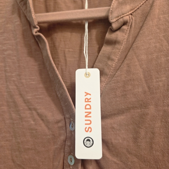 Sundry By "Anthropologie" Puff Sleeve & Ruffled Neckline- LIGHT BROWN! - Picture 2 of 7